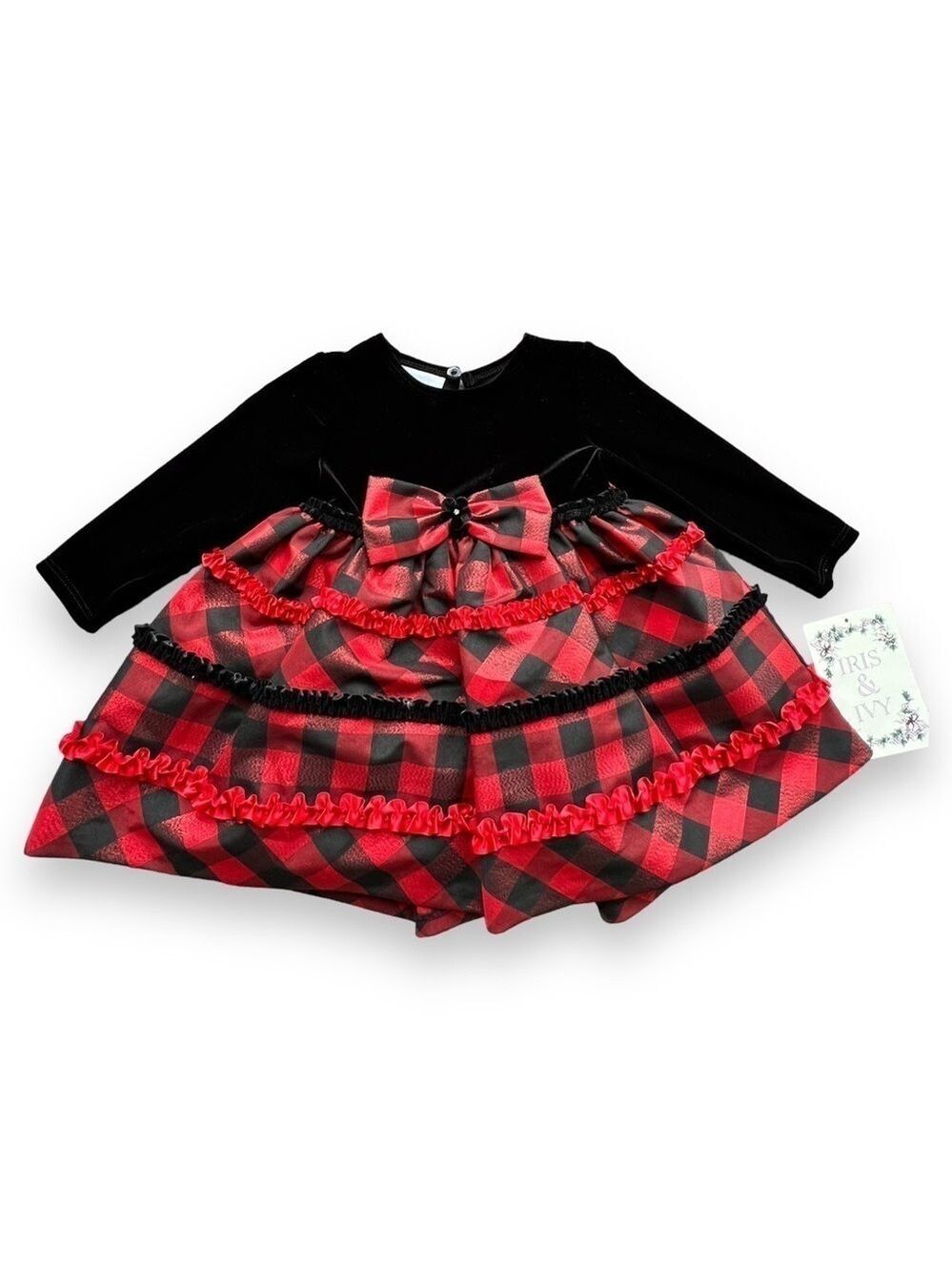 IRIS & Ivy Girls Holiday Dress Black and Red Size 12 Months